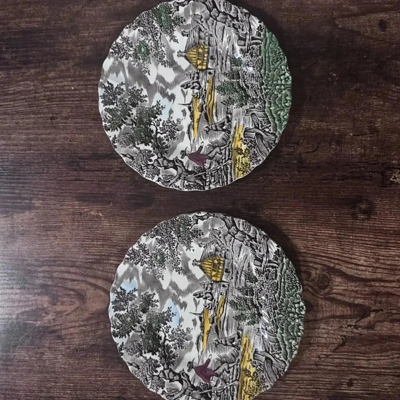 Vintage 1960s English Bread & Butter Plates (Hand Engraved, Made in England) - Picture 5 of 9
